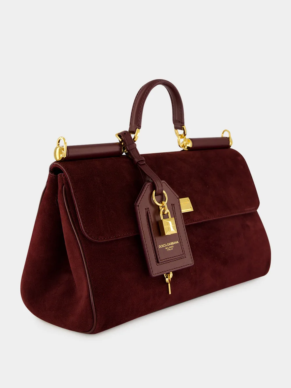 Burgundy Medium My Sicily Suede Handbag sold by Fashion Clinic product image thumbnail 3