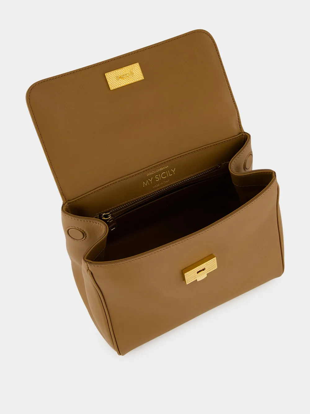Brown Small My Sicily Calfskin Handbag sold by Fashion Clinic product image thumbnail 5