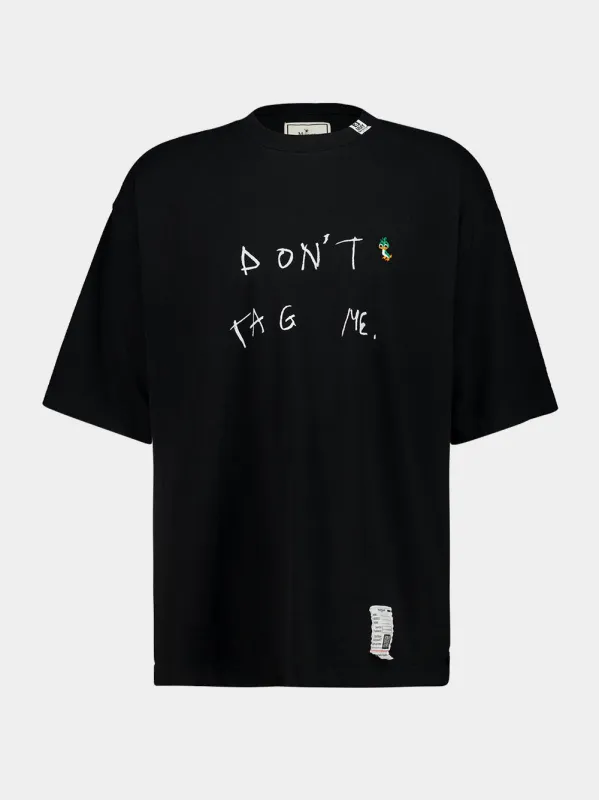 Black Don't Tag Me Printed T-Shirt made by Maison MIHARA YASUHIRO