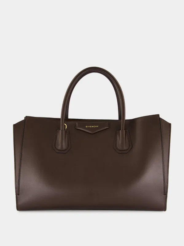 Chocolate Medium Antigona Catchall Bag made by Givenchy
