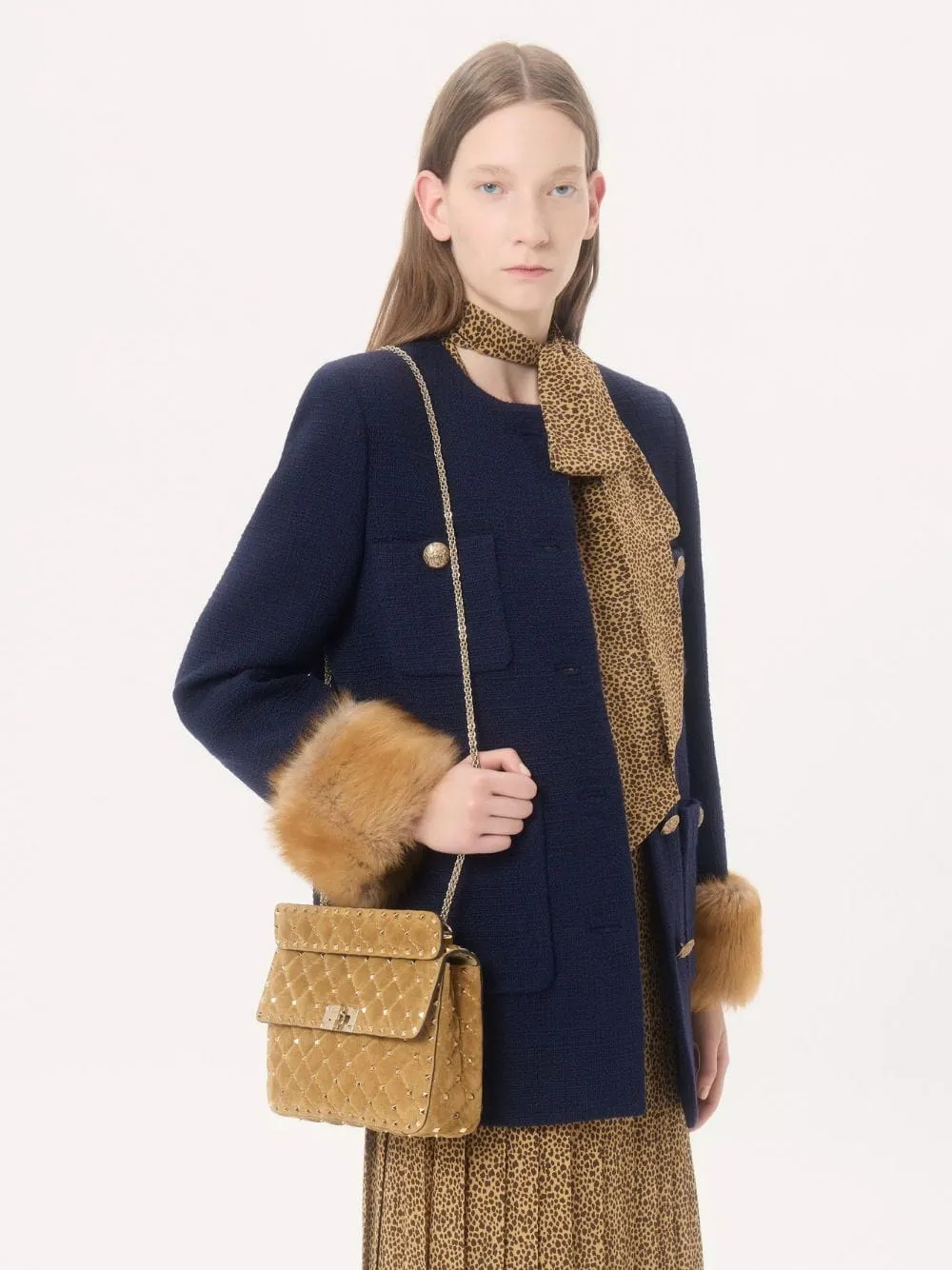 Havana Beige Rockstud Spike Medium Bag sold by Fashion Clinic product image thumbnail 4