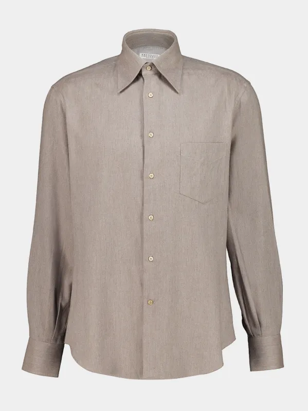Granite Cotton and Lyocell Shirt made by Brunello Cucinelli