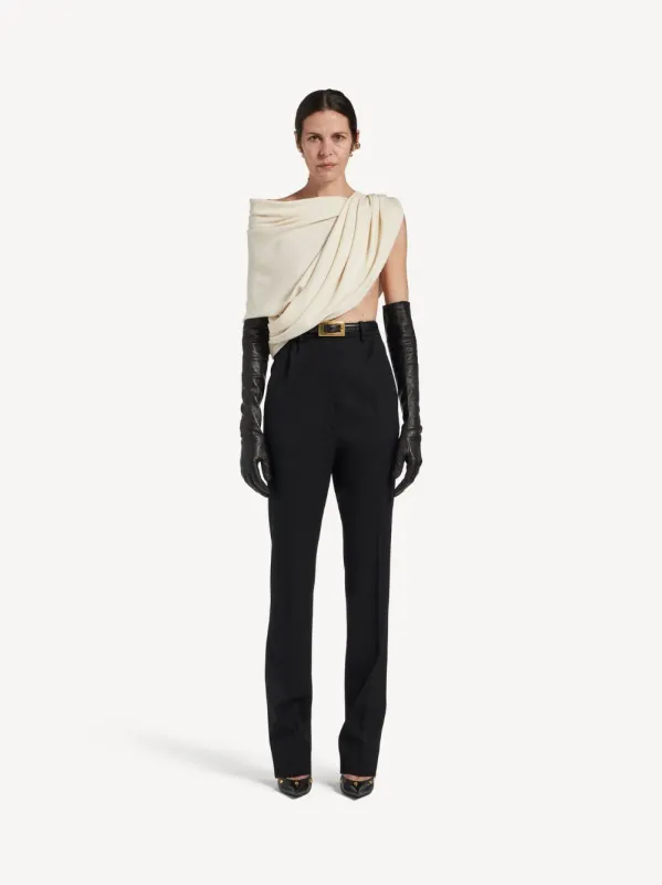 Black High-Waist Slim Wool Trousers made by Balenciaga