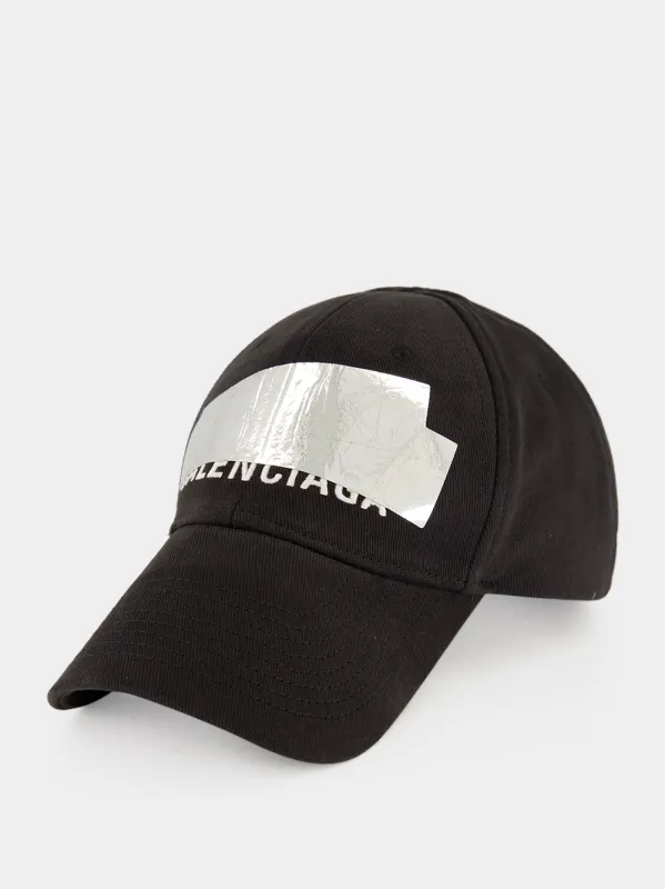 Black Logo Cotton Baseball Cap made by Balenciaga