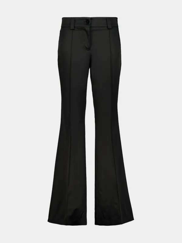 Black Stretch Duchesse Flared Trousers made by Gucci