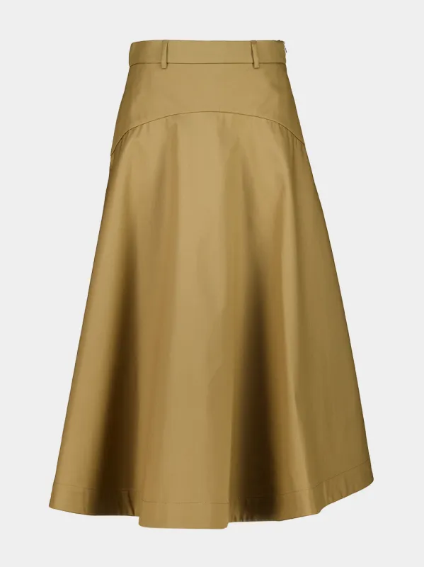 Camel A-Line Cotton Twill Midi Skirt made by Balenciaga