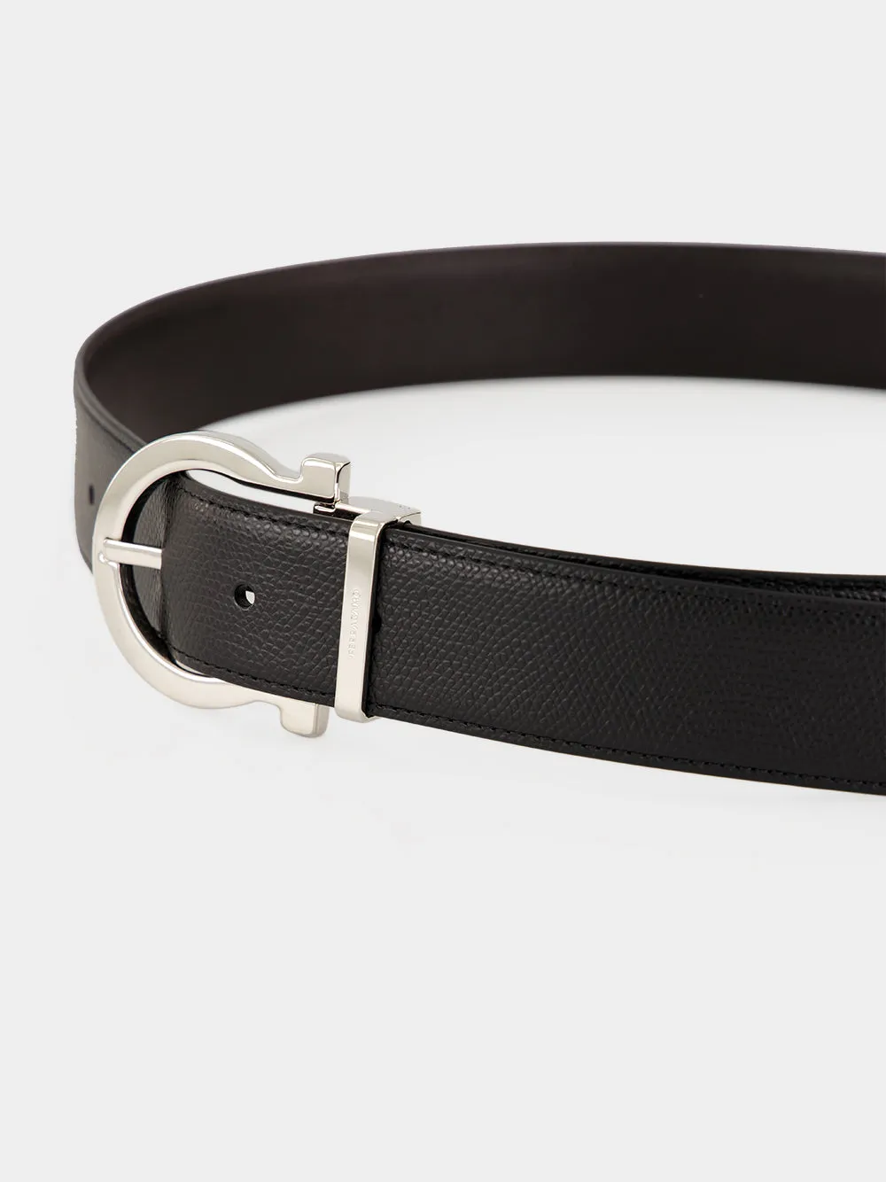 Black and Hickory Reversible Gancini Belt sold by Fashion Clinic product image thumbnail 3