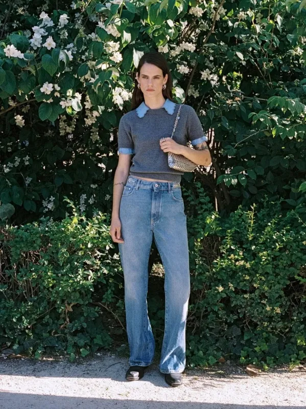 Grey Wool and Cashmere Short-Sleeved Sweater made by Rabanne