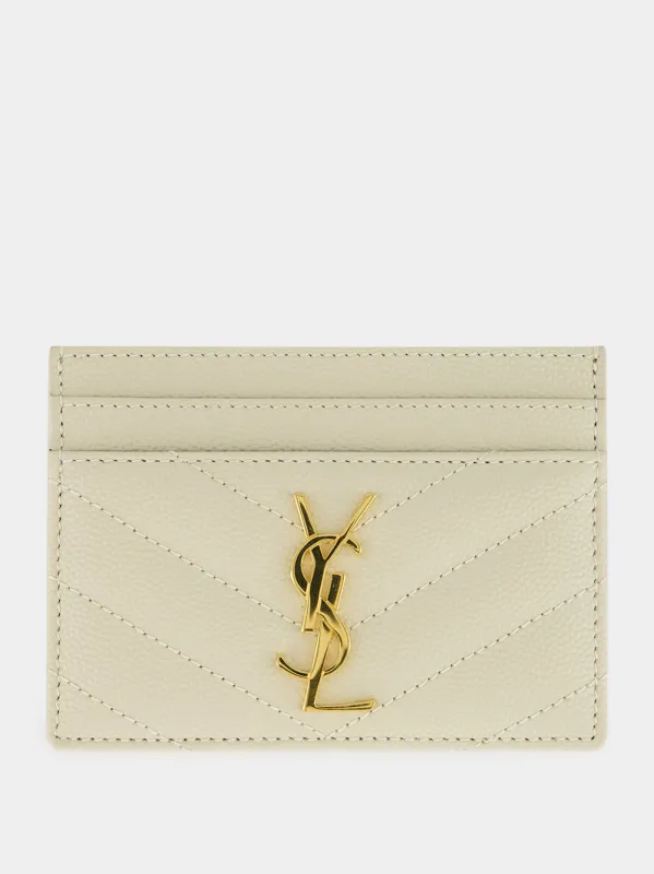 White Cassandre Matelassé Card Holder made by Yves Saint Laurent