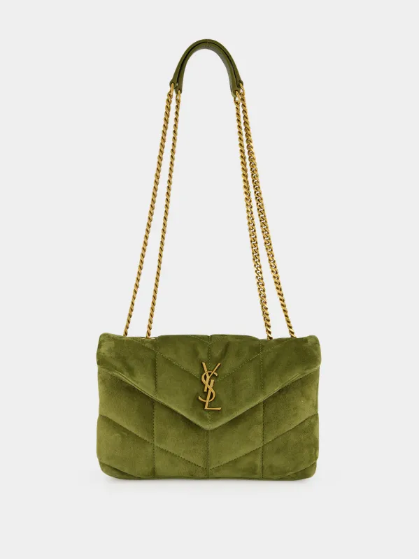New Juniper Green Toy Puffer Suede Bag made by Yves Saint Laurent