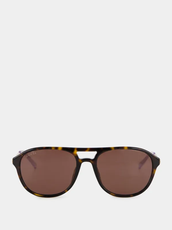 Brown Tortoiseshell Navigator Sunglasses made by Gucci