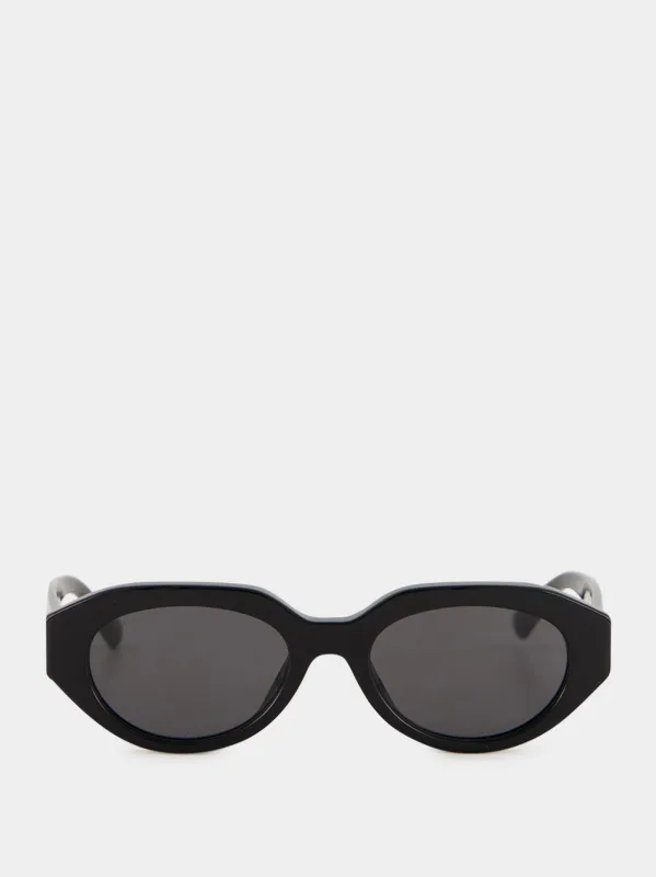 Black Low Nose Bridge Fit Oval Sunglasses made by Gucci