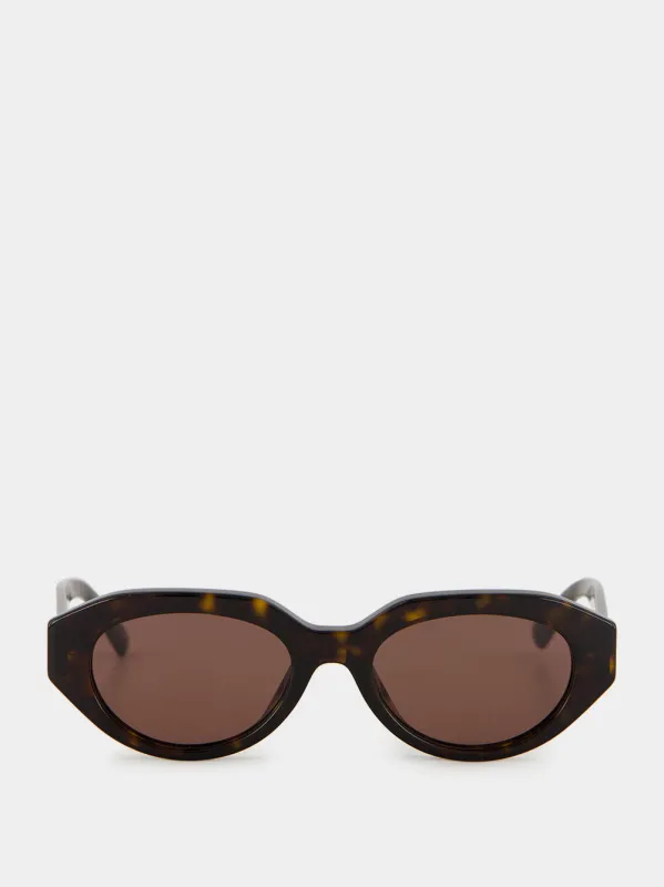 Brown Tortoiseshell Low Bridge Oval Sunglasses made by Gucci