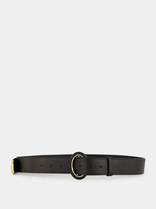 Black Shiny Leather Belt with Golden Jewelry made by Givenchy