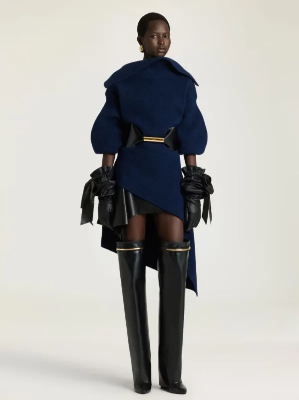 Cobalt Blue Slashed Wool and Cashmere Mini Dress made by Givenchy