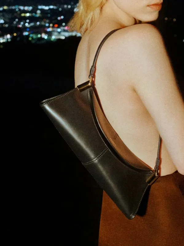 Black 64-83 Small Smooth Leather Shoulder Bag made by Balmain