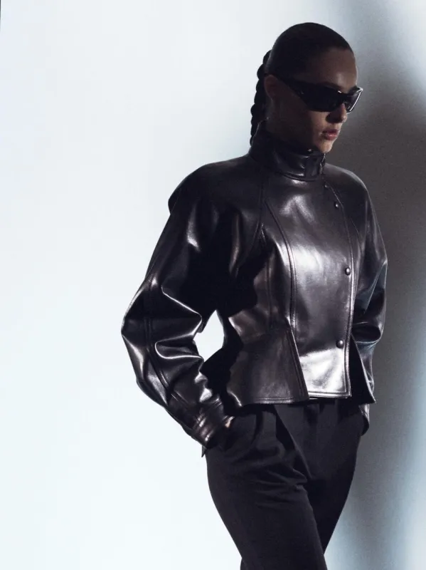 Black Lambskin Signature Jacket made by Balmain