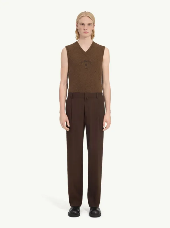 Brown Wool Wide-Leg Pleated Trousers made by Maison Margiela