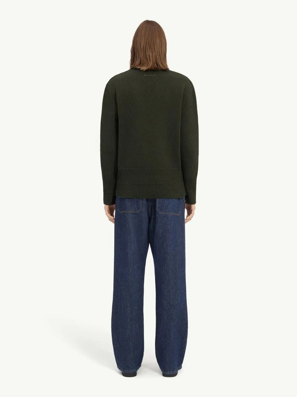 Khaki Wool Crew Neck Jumper sold by Fashion Clinic product image thumbnail 3