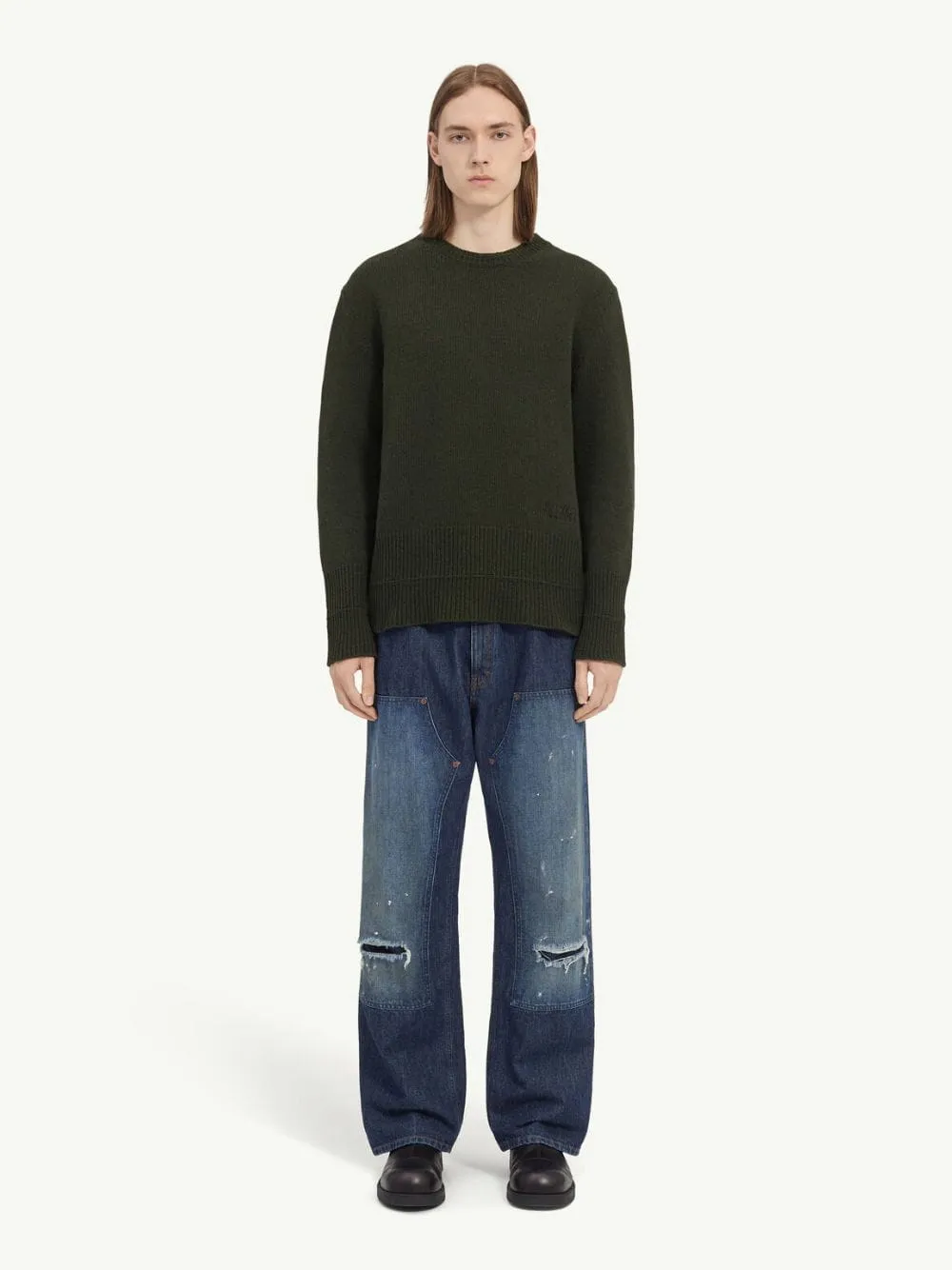 Khaki Wool Crew Neck Jumper sold by Fashion Clinic