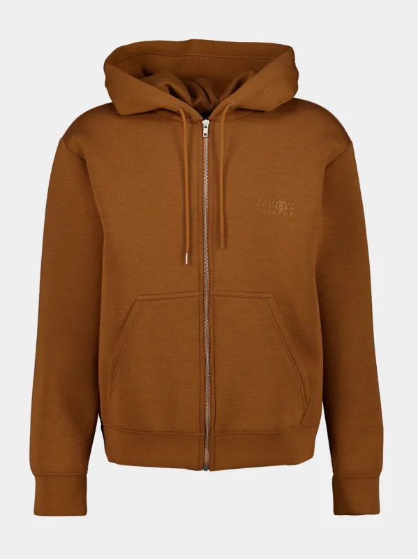 Caramel Regular Fit Zip Hooded Sweatshirt made by Maison Margiela