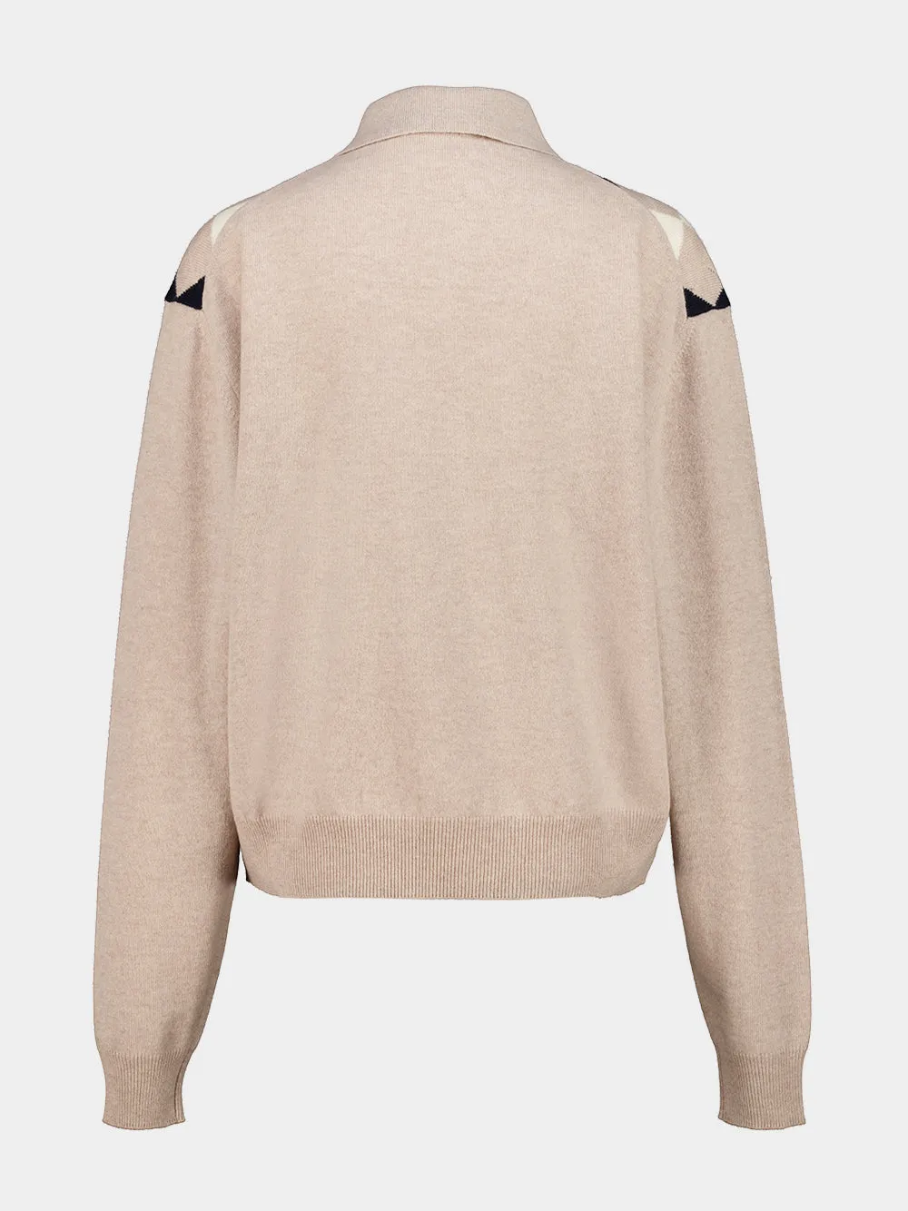 Beige Argyle Cashmere Polo Sweater sold by Fashion Clinic product image thumbnail 4