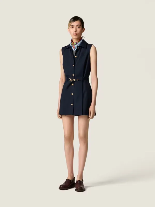 Navy Blue Poplin Mini Dress made by Miu Miu
