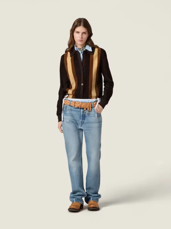 Sapphire Blue Washed Denim Jeans made by Miu Miu