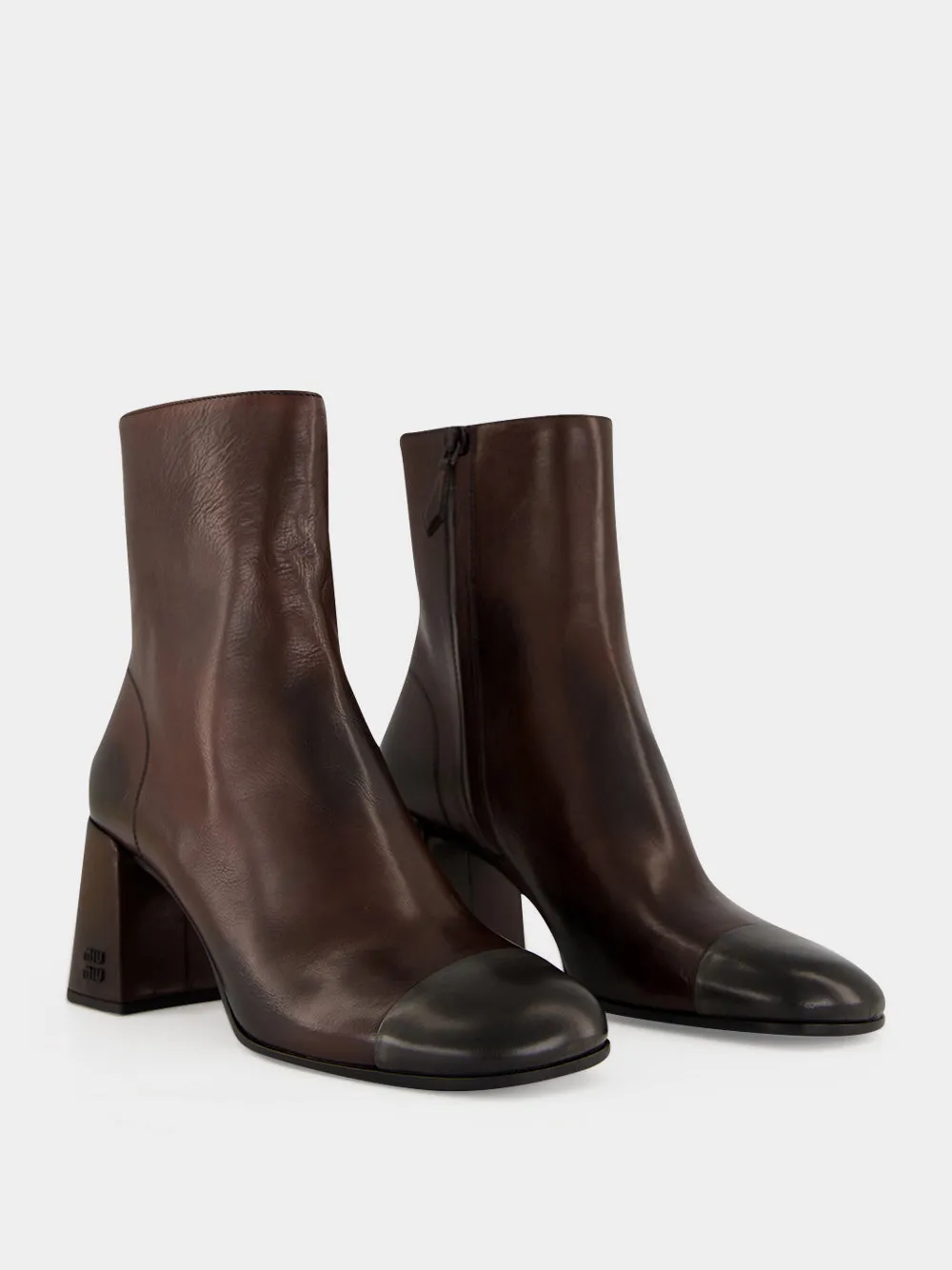 Dark Brown e Black Nappa Leather Ankle Boots sold by Fashion Clinic product image thumbnail 3
