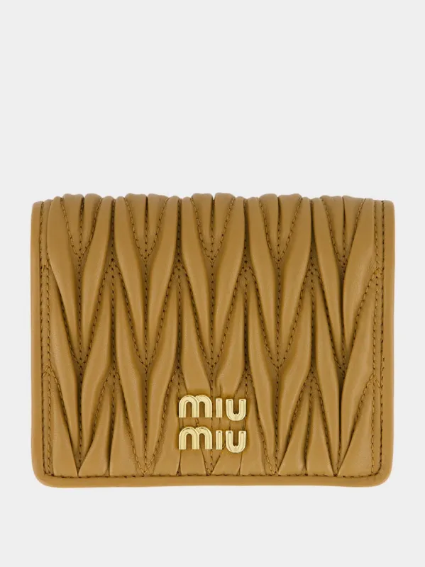 Caramel Matelassé Leather Wallet made by Miu Miu