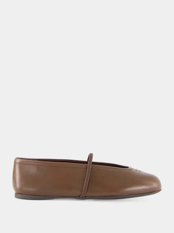 Dark Brown Nappa Leather Ballerinas made by Miu Miu