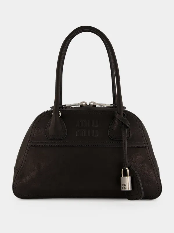 Black Small Vivant Nappa Leather Bowling Bag made by Miu Miu