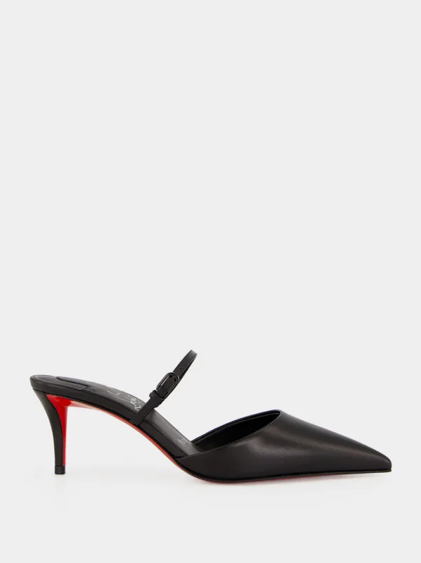 Black Milena 60 Leather Mid-Heel Mules made by Christian Louboutin