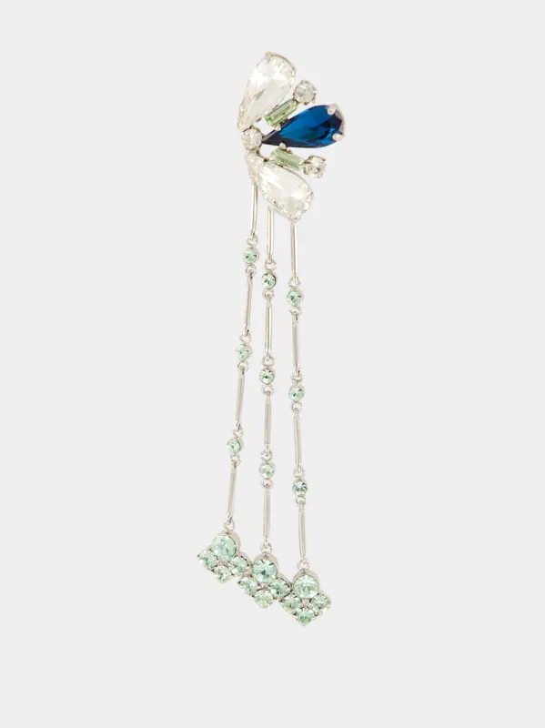 Silver and Blue Crystal Drop Earring made by Rabanne