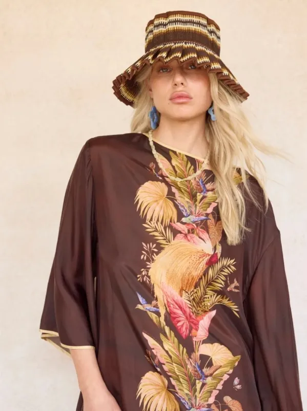 Medina Brown Pleated Sun Hat made by Fashion Clinic