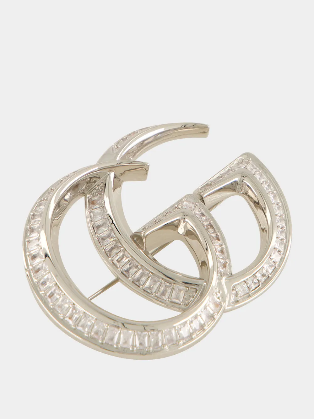 Silver Double G Crystal Brooch sold by Fashion Clinic product image thumbnail 4