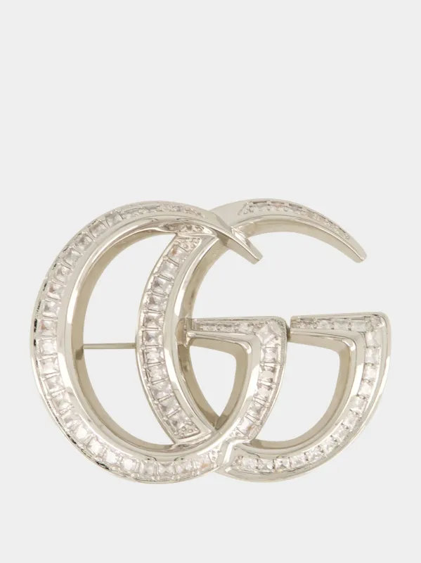 Silver Double G Crystal Brooch made by Gucci