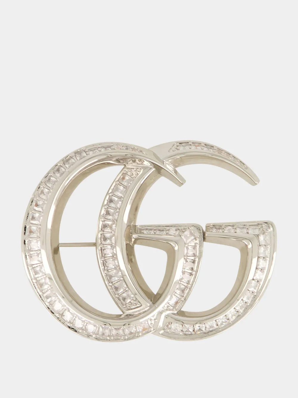 Silver Double G Crystal Brooch sold by Fashion Clinic