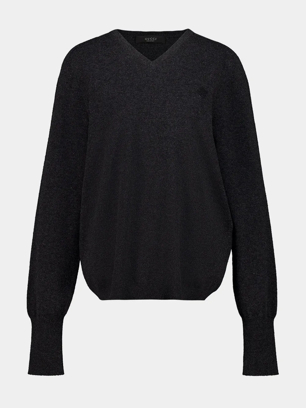 Dark Grey Cashmere V-Neck Pullover sold by Fashion Clinic