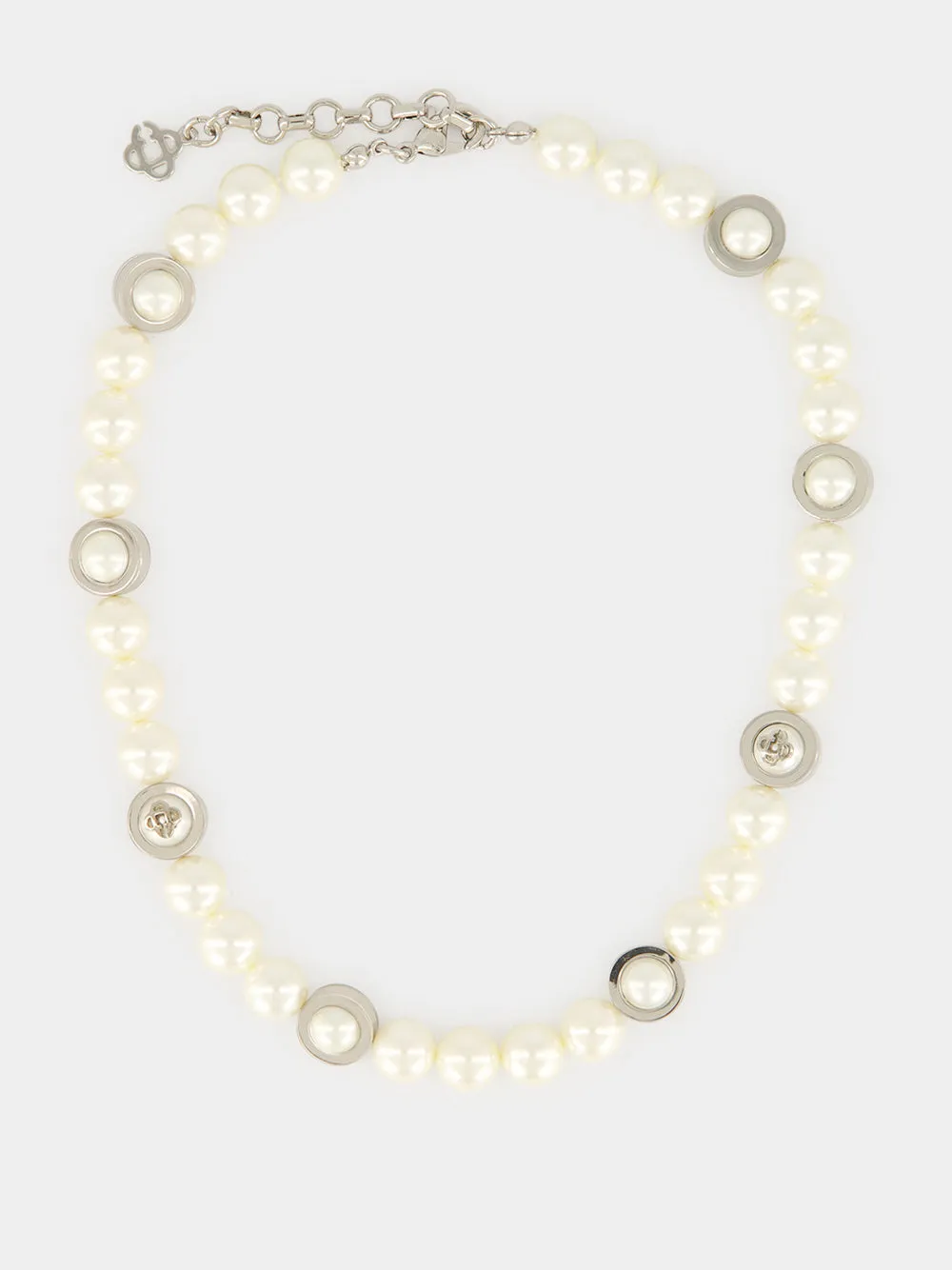 Silver and White Sci-Fi Pearl Necklace sold by Fashion Clinic