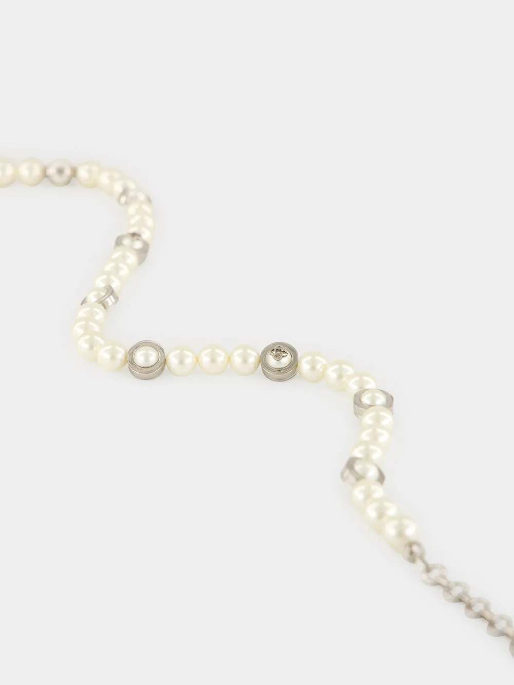 Silver and White Sci-Fi Pearl Necklace sold by Fashion Clinic product image thumbnail 2