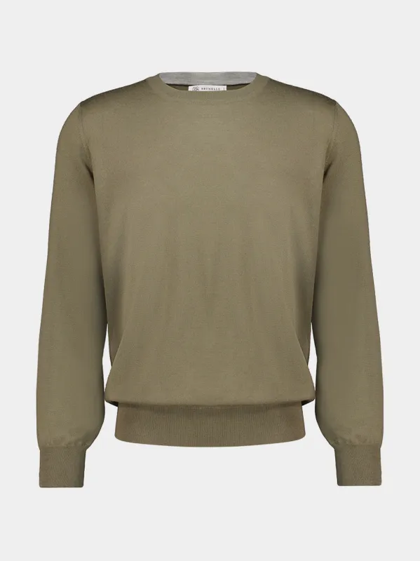 Mud and Pebble Wool Cashmere Sweater made by Brunello Cucinelli
