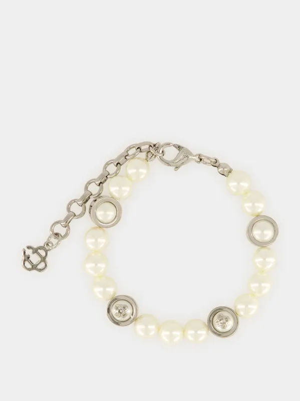 Silver and White Sci-Fi Pearl Bracelet made by Casablanca