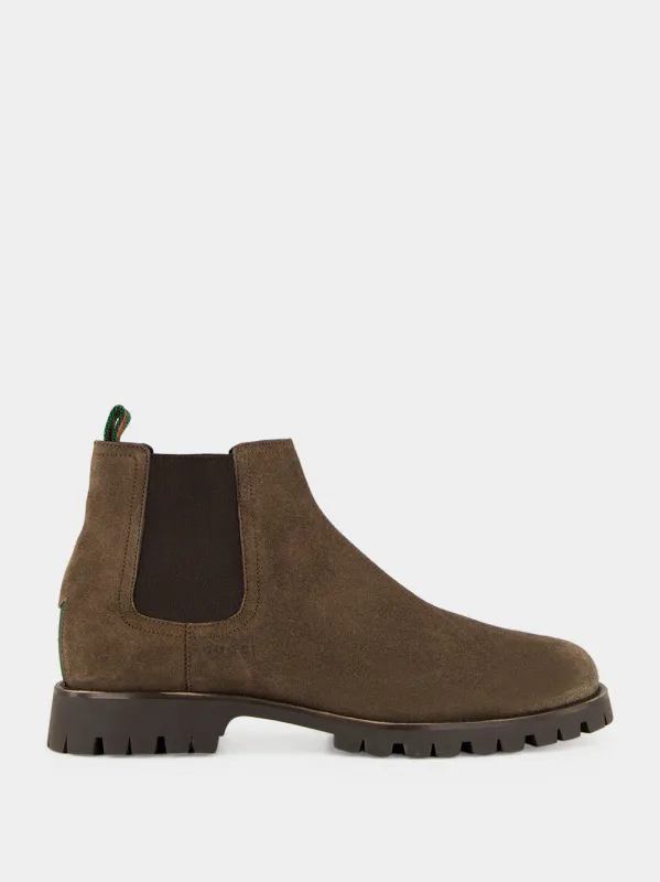 Brown Suede Chelsea Boots made by Gucci