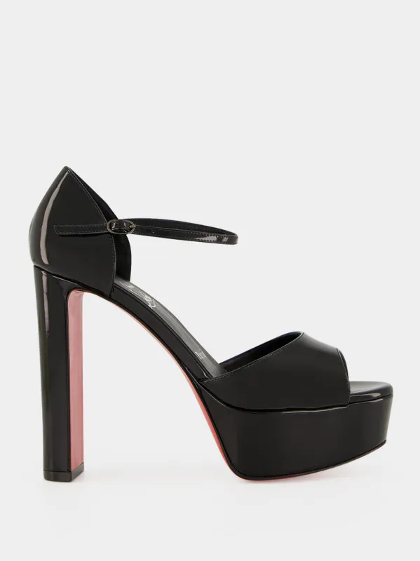 Black Sandaloo 130 Patent Leather Sandals made by Christian Louboutin