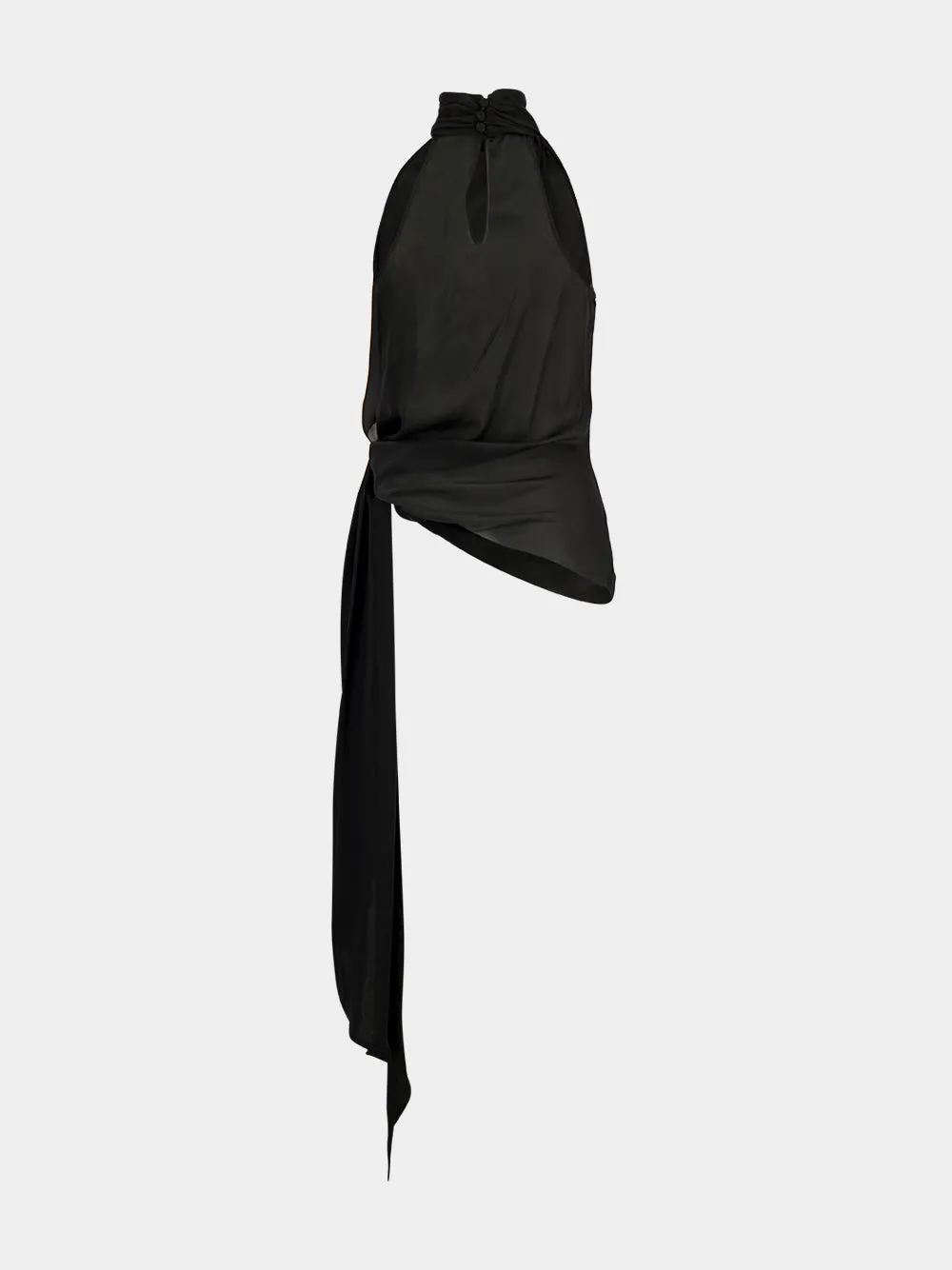 Black Draped Silk Charmeuse Top sold by Fashion Clinic product image thumbnail 4