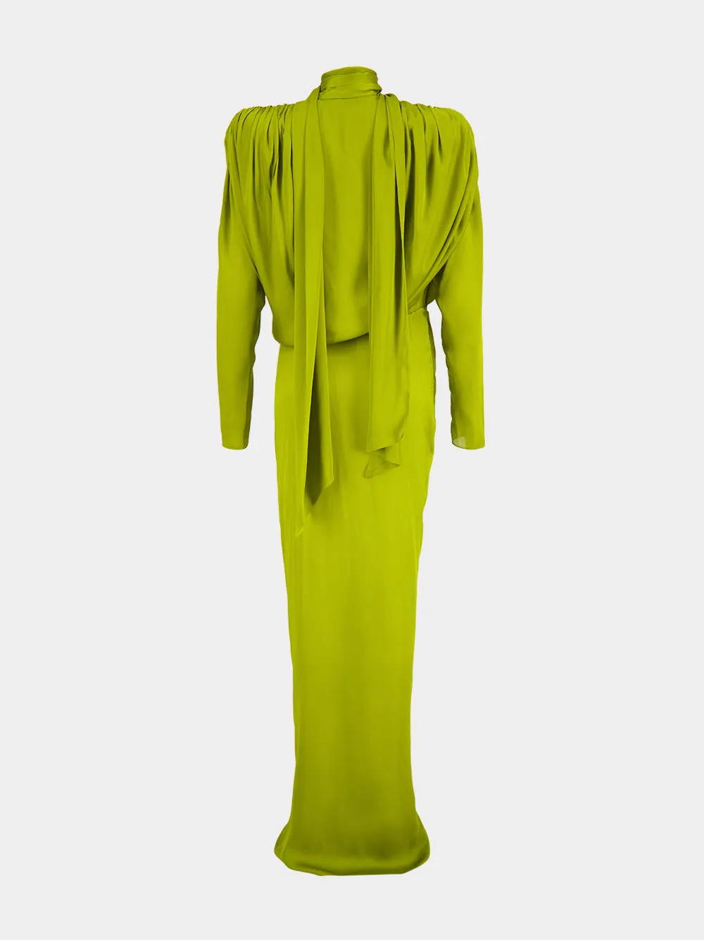 Green Draped Silk Charmeuse Maxi Dress sold by Fashion Clinic product image thumbnail 4