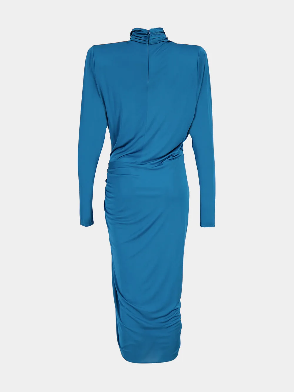 Blue Draped Flowing Jersey Midi Dress sold by Fashion Clinic product image thumbnail 4