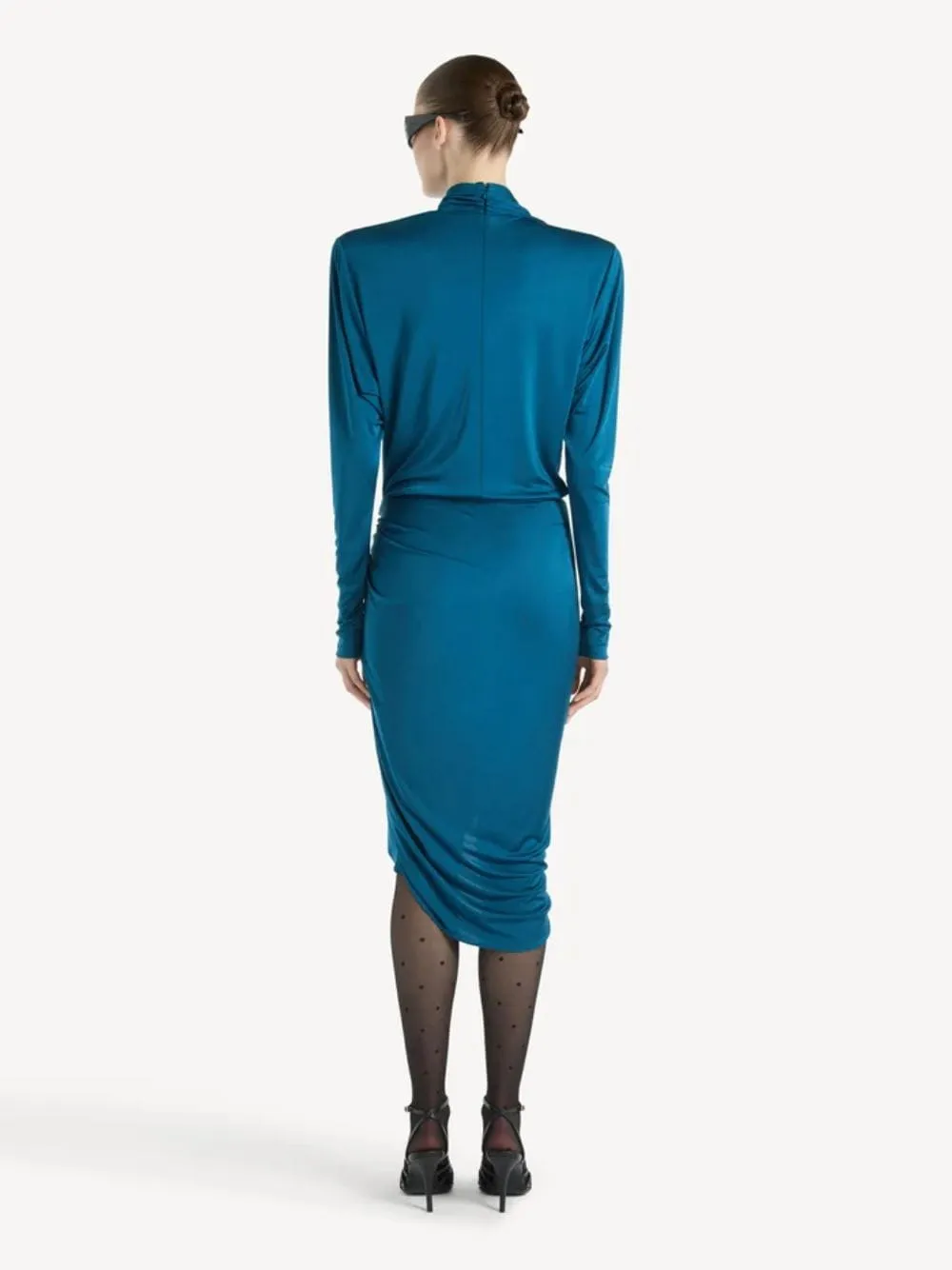 Blue Draped Flowing Jersey Midi Dress sold by Fashion Clinic product image thumbnail 3