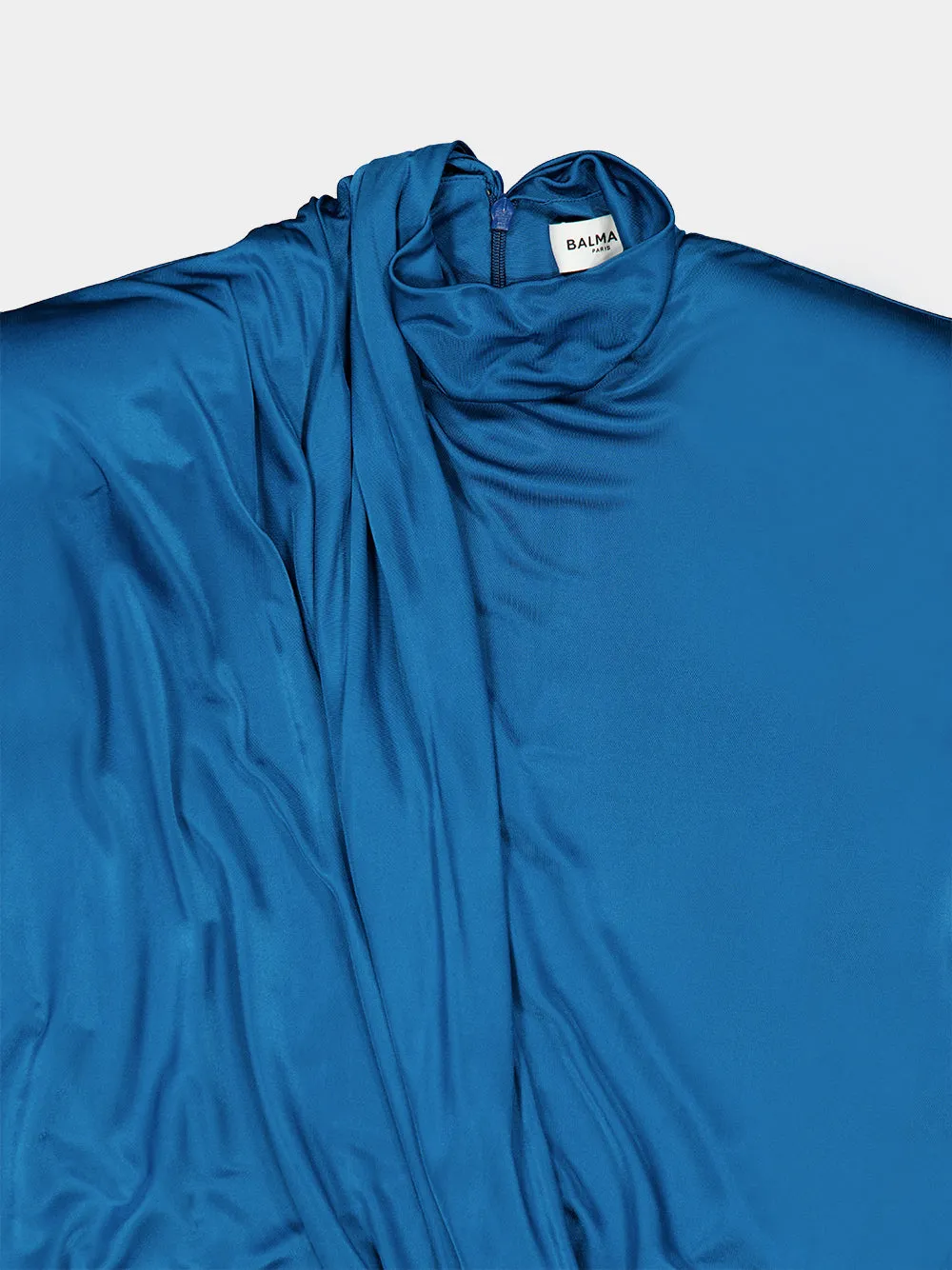 Blue Draped Flowing Jersey Midi Dress sold by Fashion Clinic product image thumbnail 5